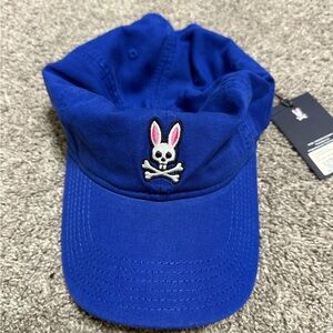 Psycho Bunny Blue Cap with Skull and Bunny Emblem